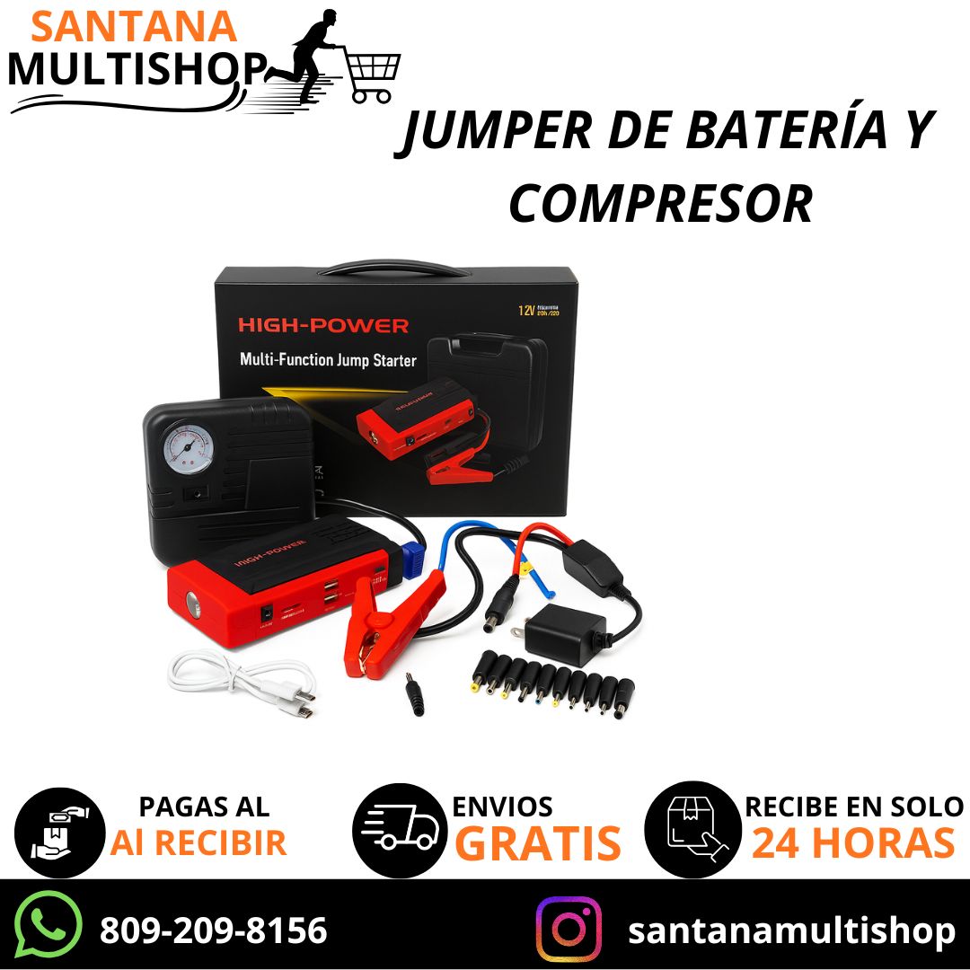 JUMPER DE BATERÍA Y COMPRESOR