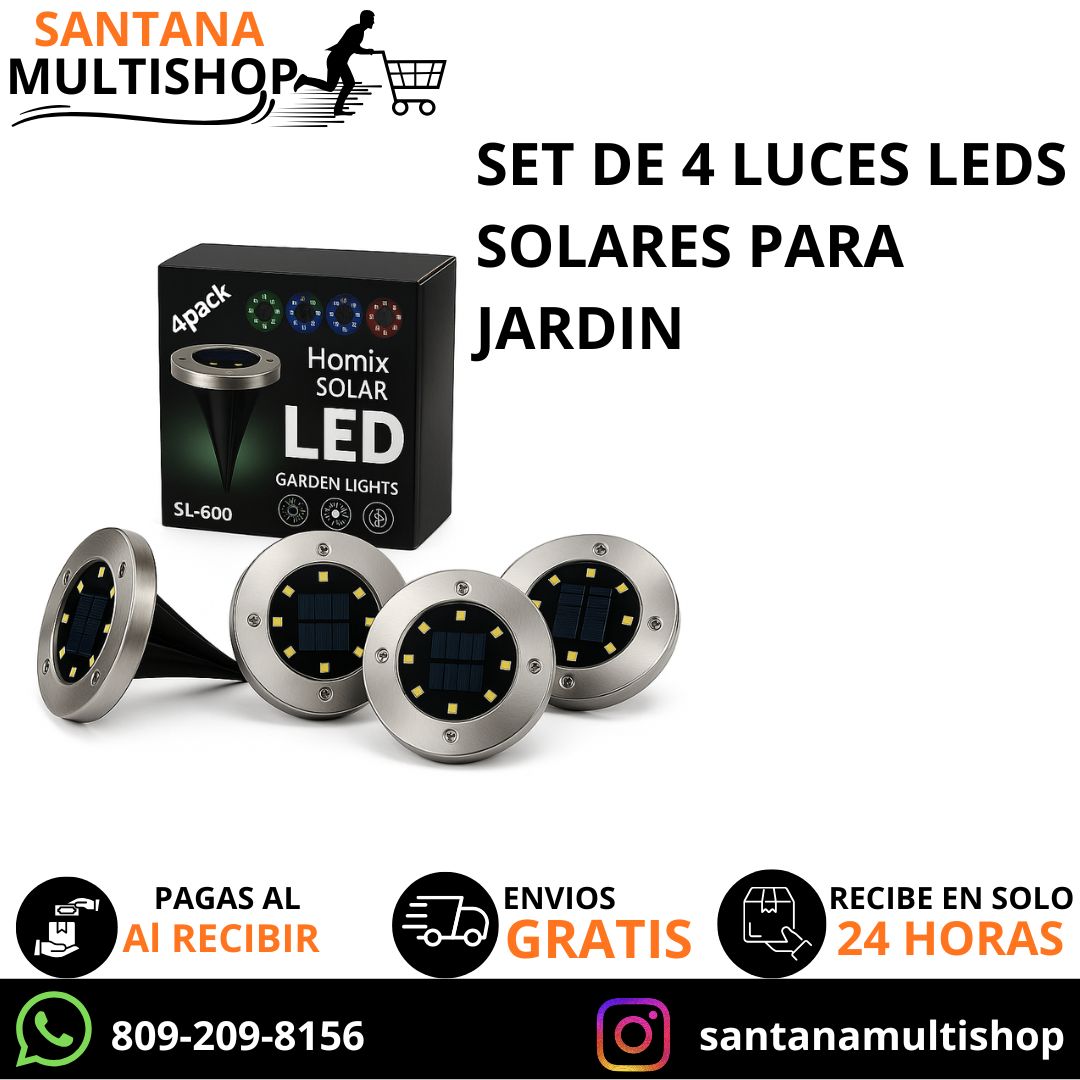 Set de 4 Luces LED Solares para Jardín